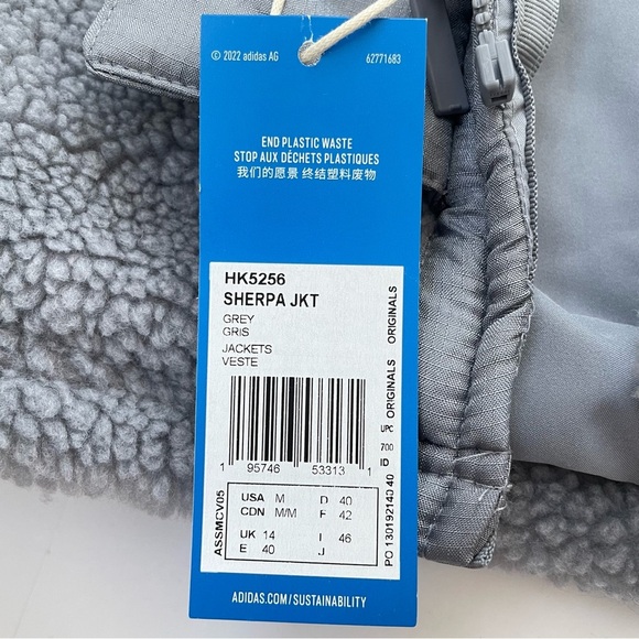 adidas Originals, Elongated Polar Fleece Jacket, Oversized Fit, Grey, Sz… - Picture 9 of 9